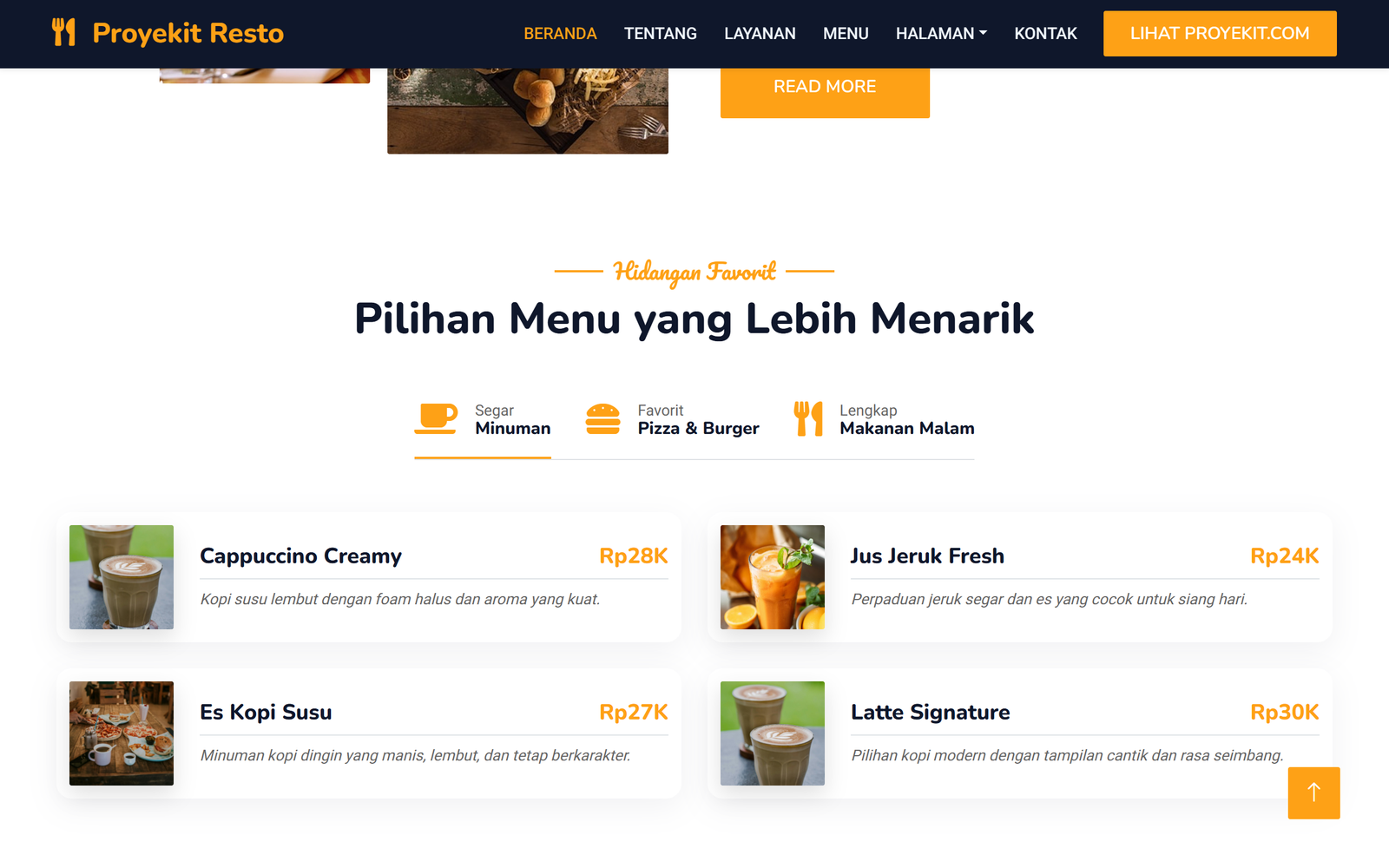Free Template Website Resto