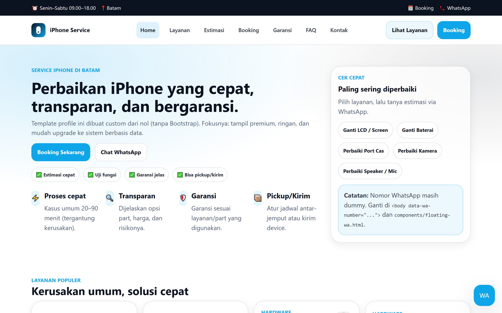 iPhone Service Site Light Mode
